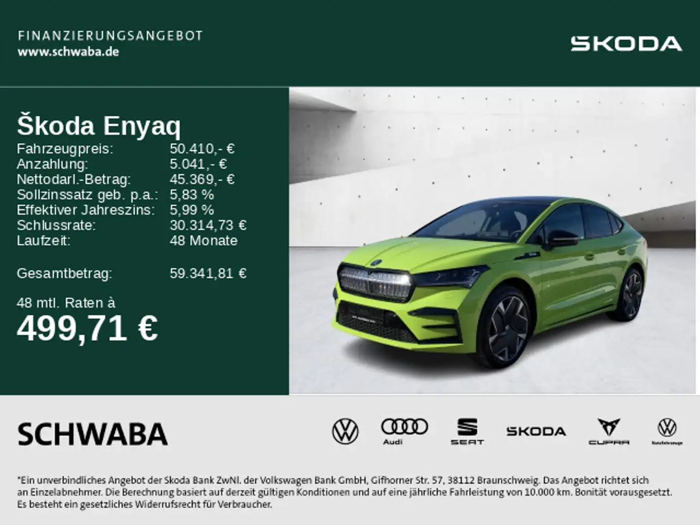 Skoda Enyaq Coupe RS 82 kWh 4x4 *LED*AHK*ACC*HdUp*21" Grün - 1