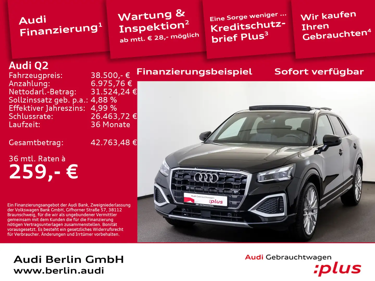 Audi Q2 Advanced 35 TFSI S tr. AHK MATRIX PANO RFK Schwarz - 1