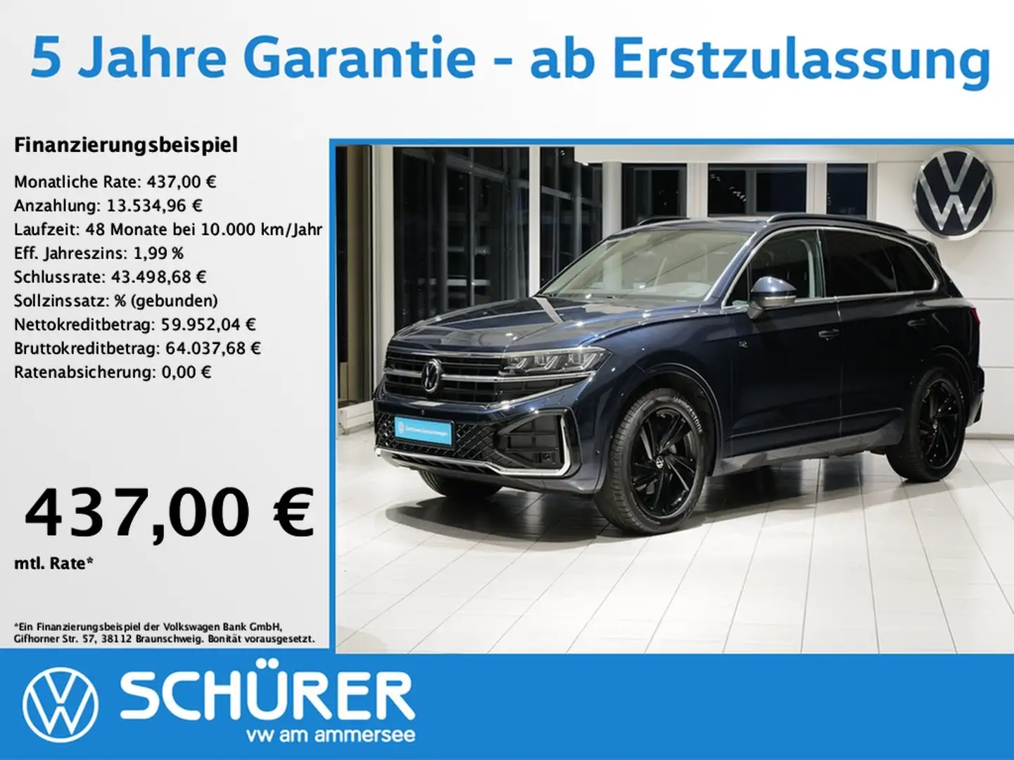 Volkswagen Touareg 3.0TDI R-Line Pano StdHz HuD Allradlenkung 360°... Blau - 1