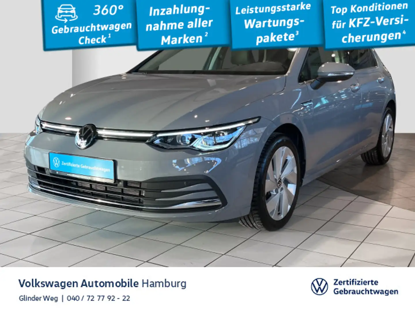 Volkswagen Golf VIII 1.5 eTSI Style DSG LED Kamera Lenkradh Grau - 1