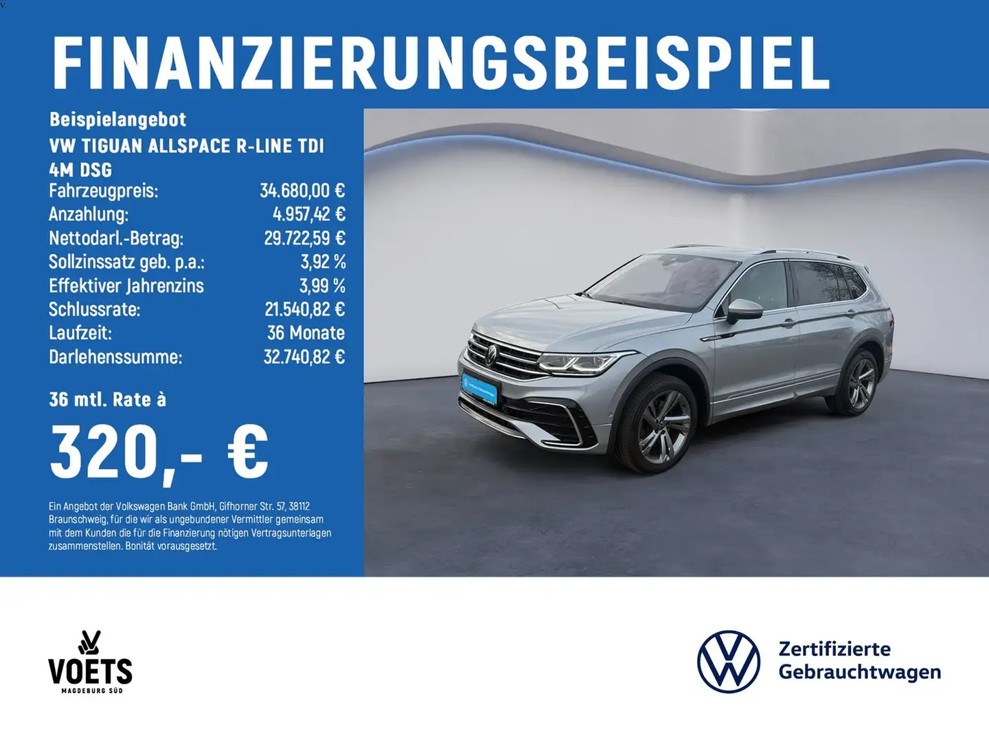 Volkswagen Tiguan Allspace R-LINE TDI 4M DSG IQ-LIGHT+PANO Silber - 2