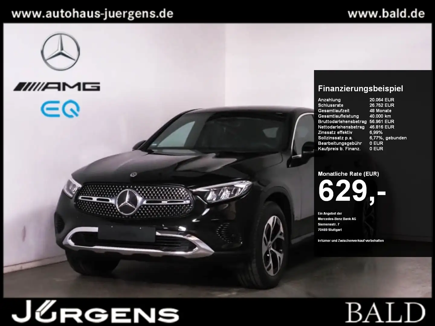 Mercedes-Benz GLC 300 de 4M Coupé Avantgarde/LED/Memory/Easy-P Schwarz - 1