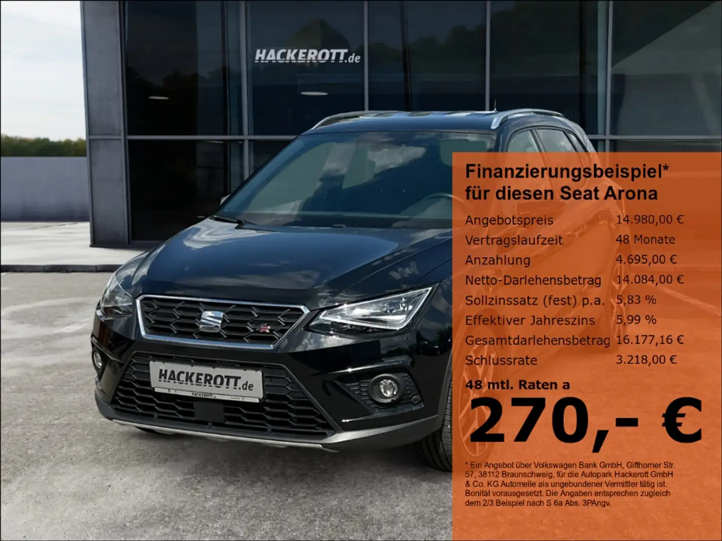 SEAT Arona FR 1.0 TSI 6-GANG Navi LED ACC Sitzheizung DAB+ Zwart - 1