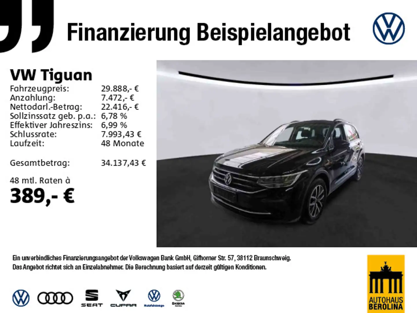 Volkswagen Tiguan 1.5 TSI Life DSG *ACC*NAV*R-CAM*LED*SHZ* Schwarz - 1