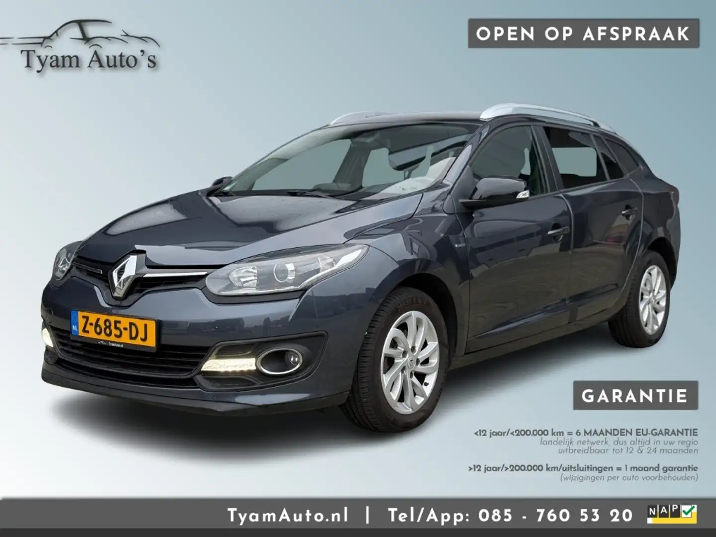 Renault Megane 1.2 TCE *MOTOR DEFECT* AIRCO NAVI BT-TEL CRUISE Чорний - 1