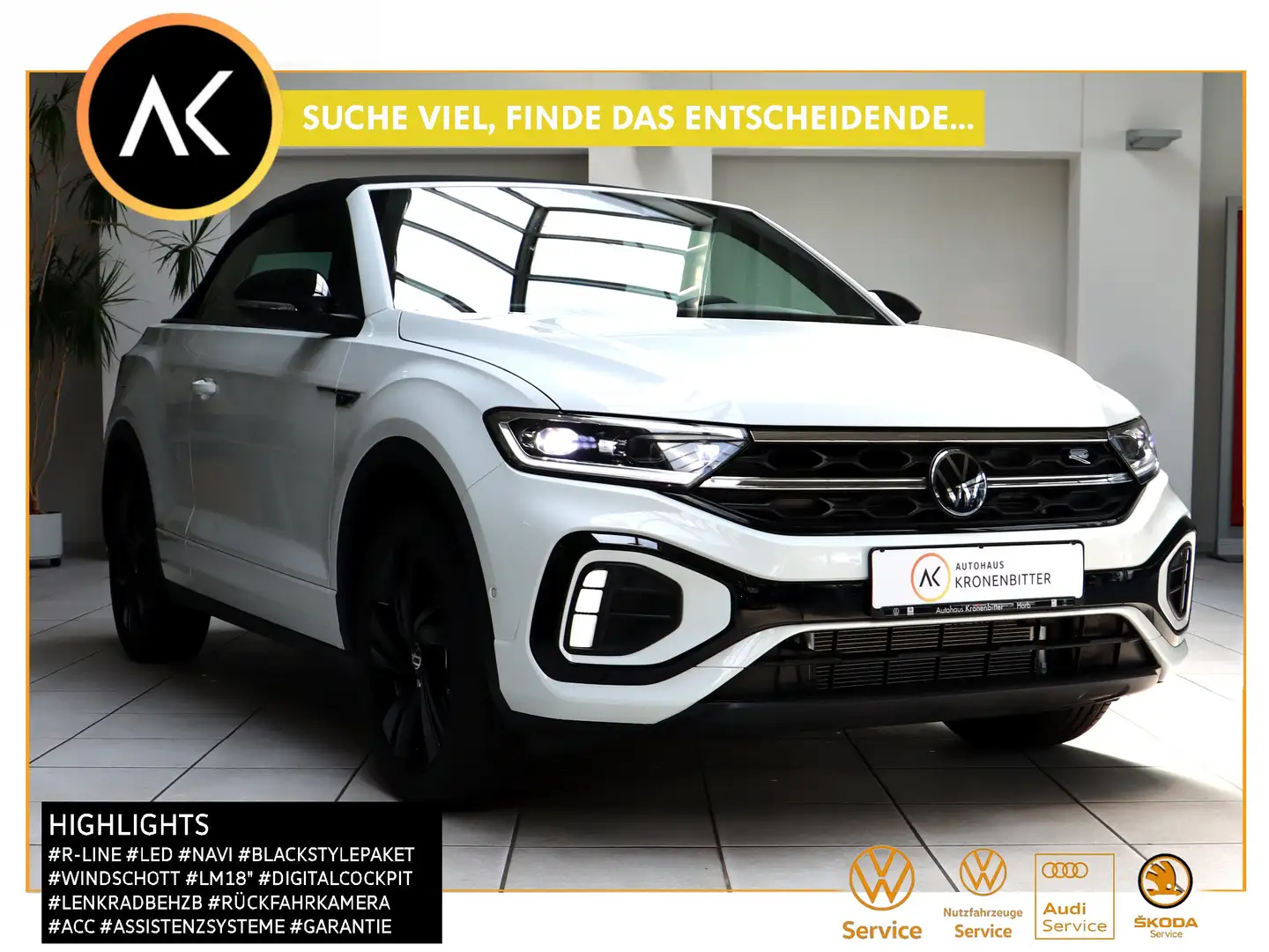 Volkswagen T-Roc Cabriolet 1.5 TSI R-Line DSG 150PS-LED Navi Kamera Weiß - 1