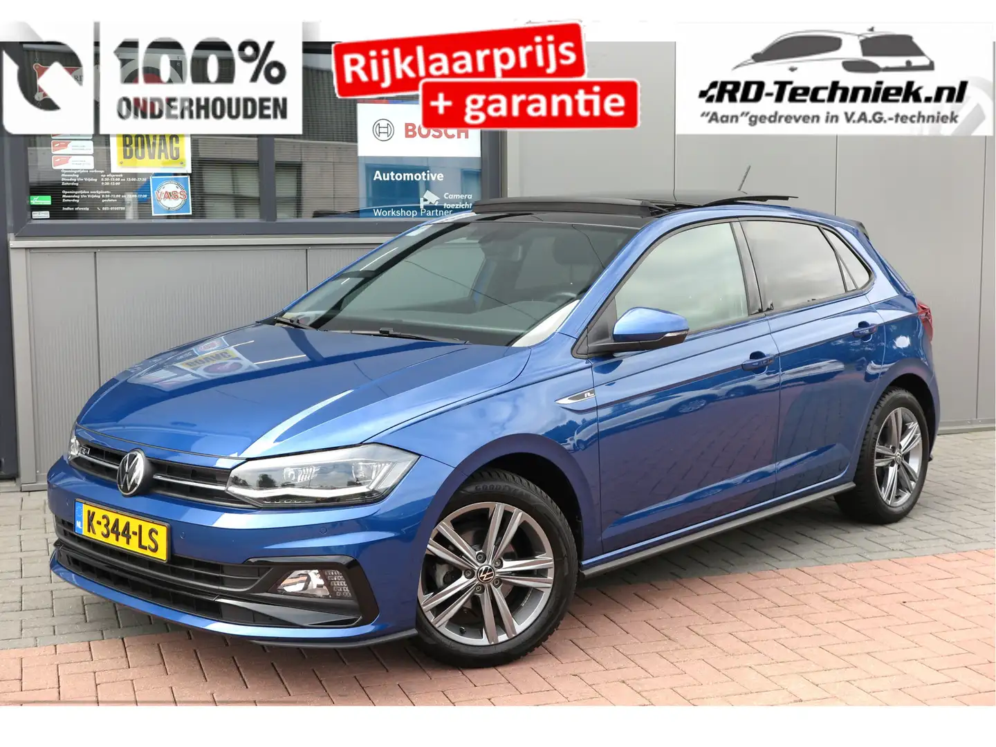 Volkswagen Polo 1.0 TSI 95pk 2x R-Line , Virtual cockpit, Panorama Blauw - 1