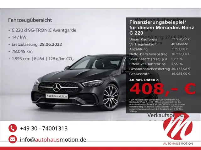 Mercedes-Benz C 220 d Avantgarde Navi Kamera ACC Totwinkelassistent