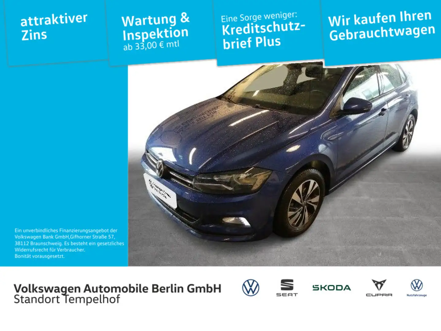 Volkswagen Polo 1.0TSI DSG Comfortline AHK PDC KLIMA Azul - 1