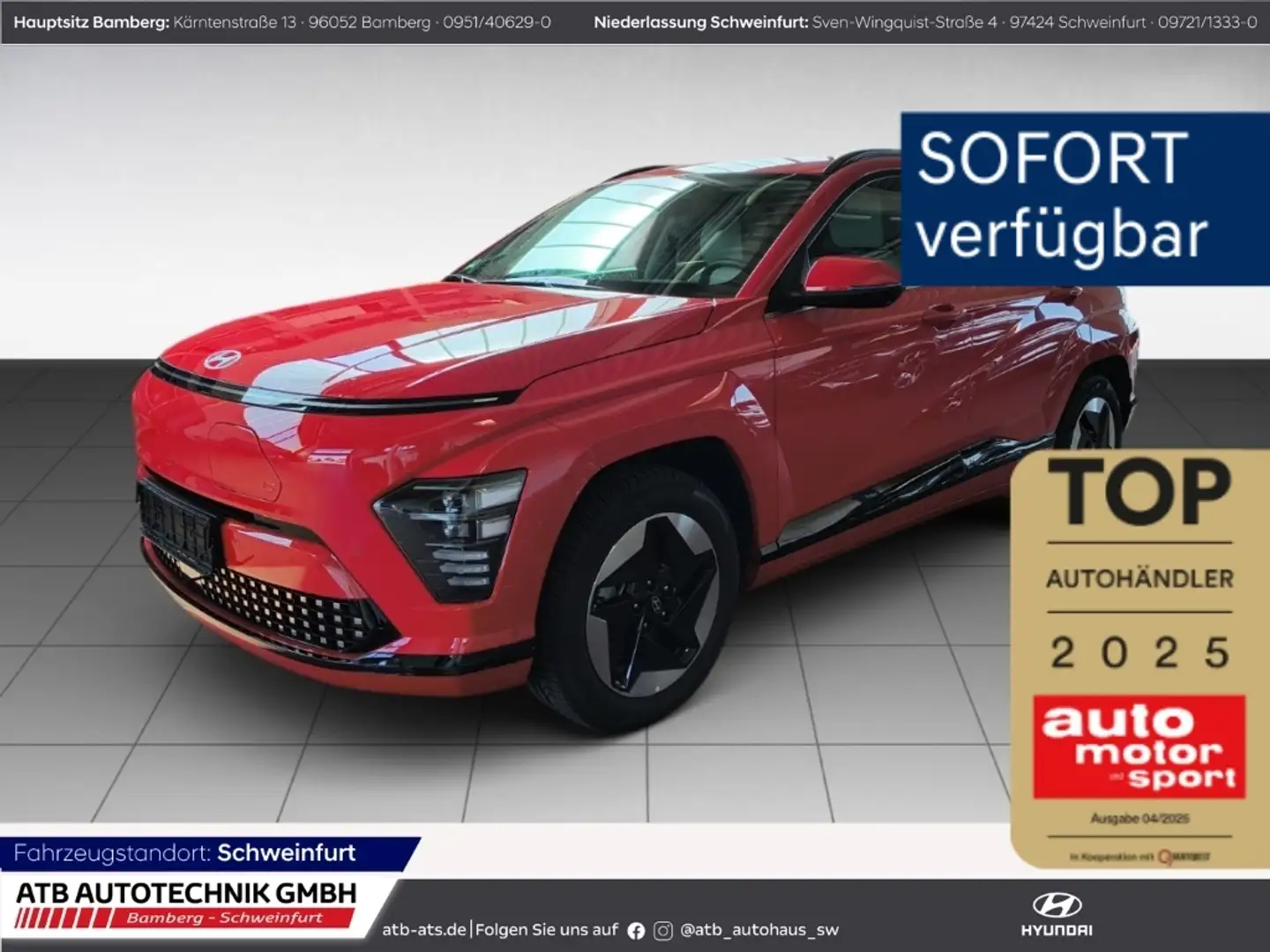 Hyundai KONA Prime 65,4 kWh 2WD AHK Sitzkomfort- / Technikpaket Rot - 1