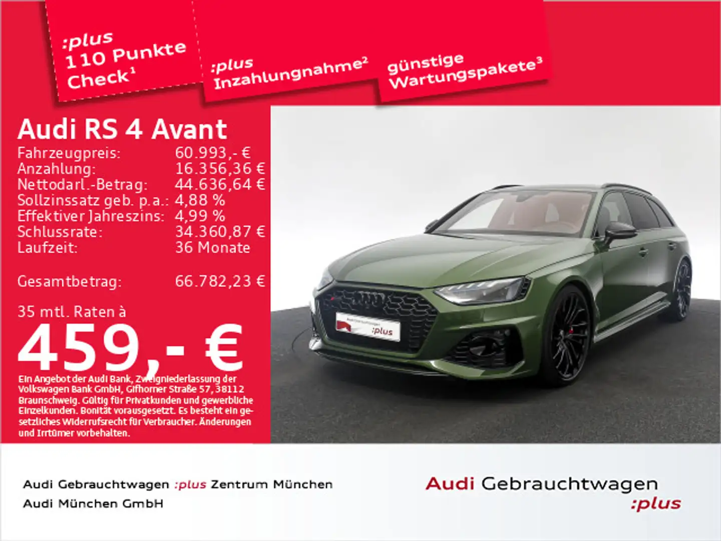 Audi RS4 RS4 Avant Matrix/ACC/HUD/B&O/AHK Verde - 1