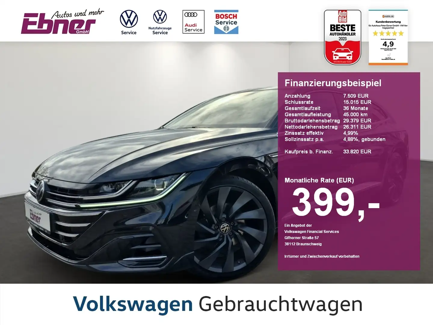 Volkswagen Arteon Shooting Brake R-LINE 4M TDI DSG NP:73tEUR! PANO+A Schwarz - 1