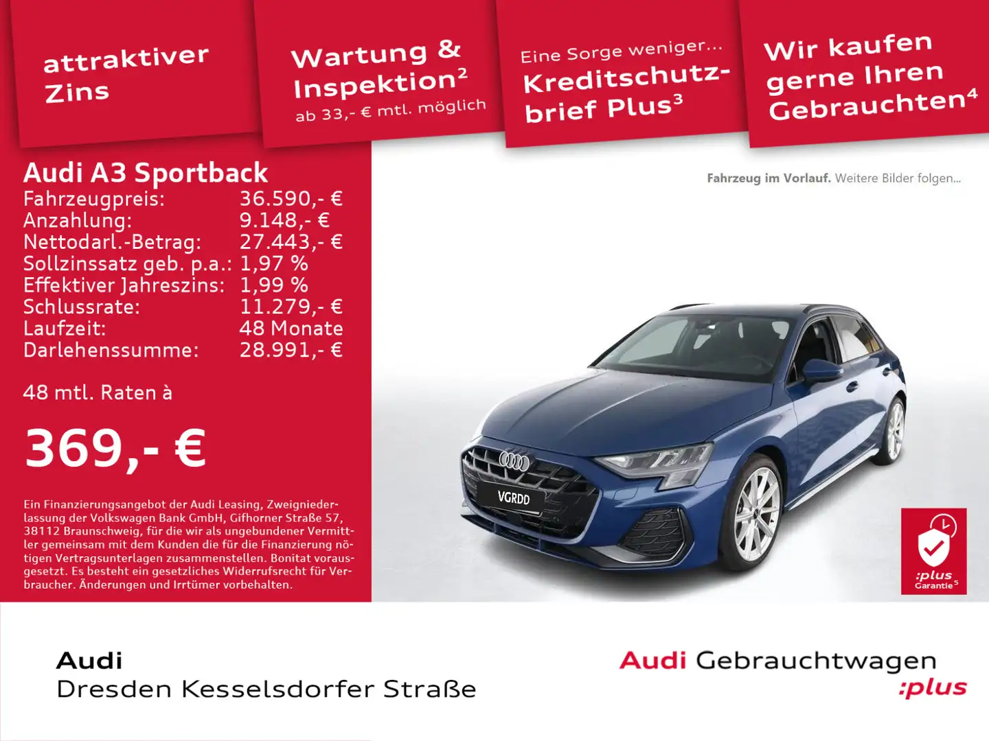 Audi A3 S line 30 TFSI 85(116) kW(PS) S tro Blau - 1