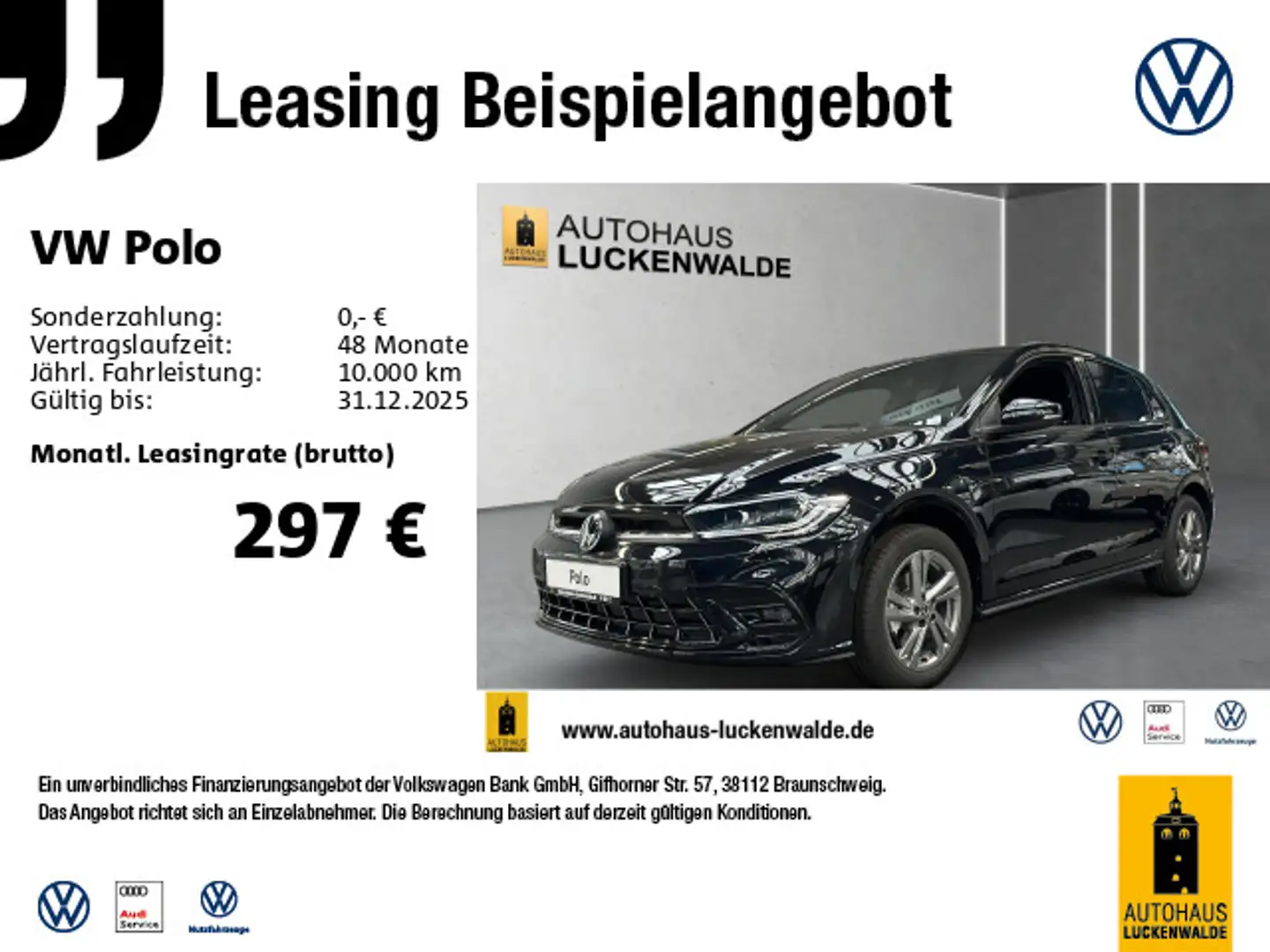 Volkswagen Polo 1.0 TSI R-Line DSG *IQ.DRIVE*Digi.C-Pro* Nero - 1