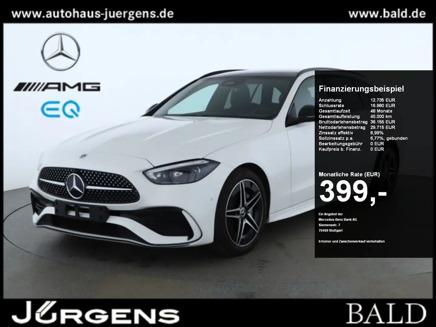 Mercedes-Benz C 300 T AMG/Digital/Pano/360/Memo/Easy/Night/18 Blanc - 1
