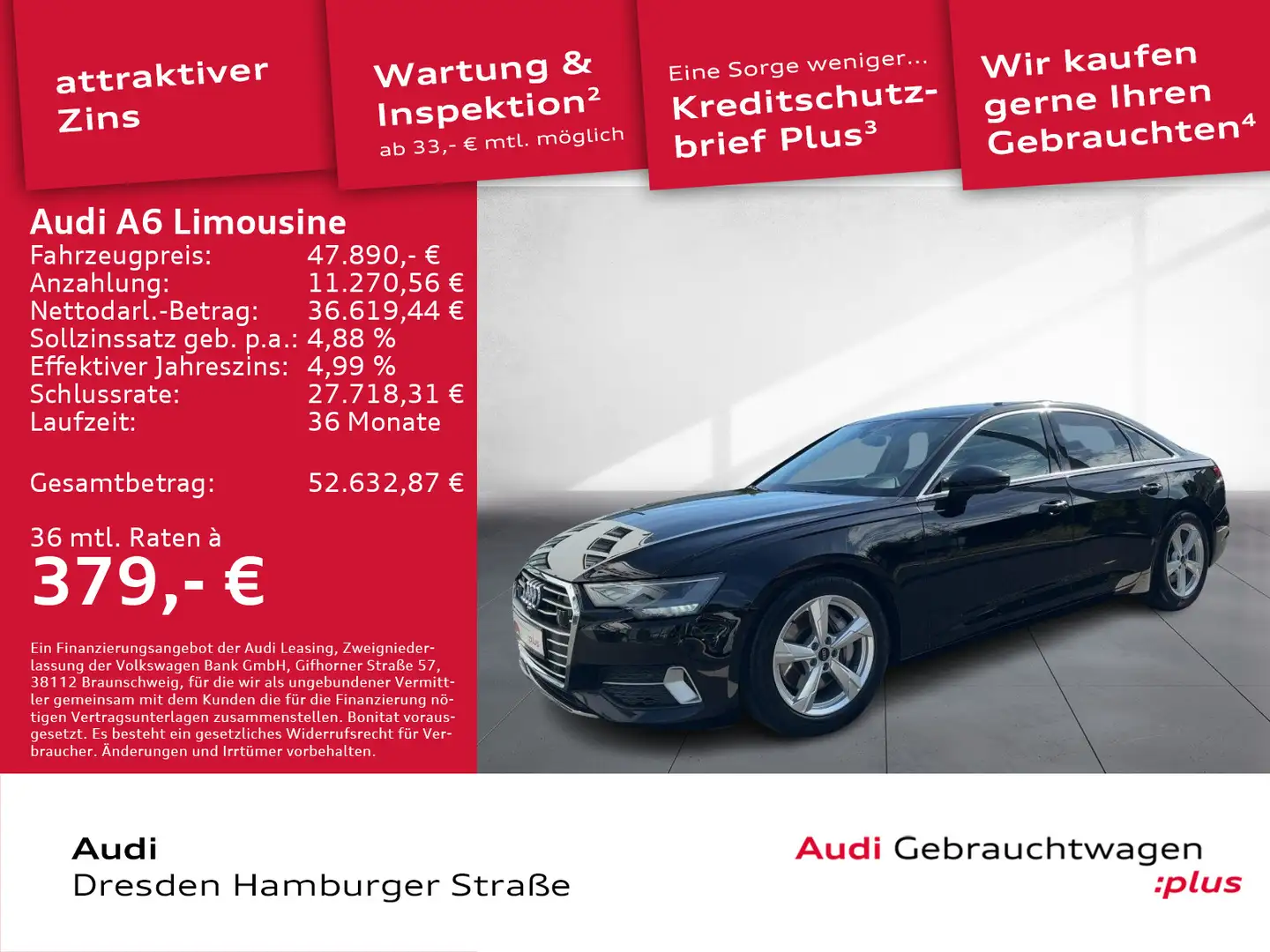 Audi A6 50TDI Sport quattro Standhz.Head-up Schwarz - 1