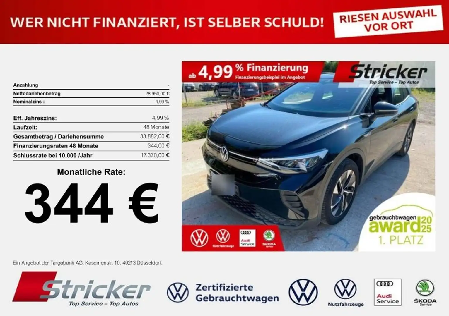 Volkswagen ID.4 Pro 195/77 ,-ohne Anzahlung Navi ACC Schwarz - 1