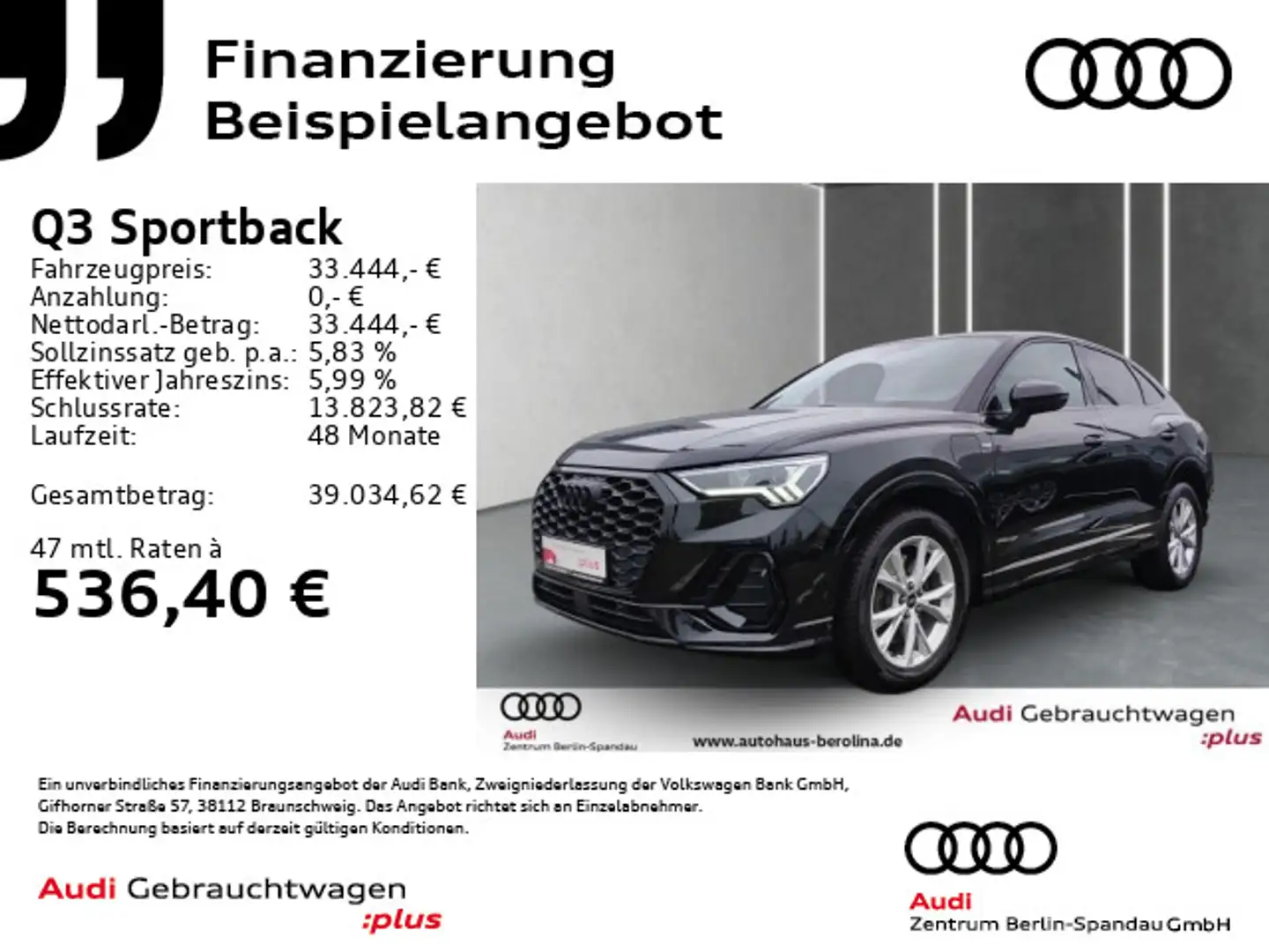 Audi Q3 45 TFSI e S line S tronic *R-CAM* Schwarz - 1