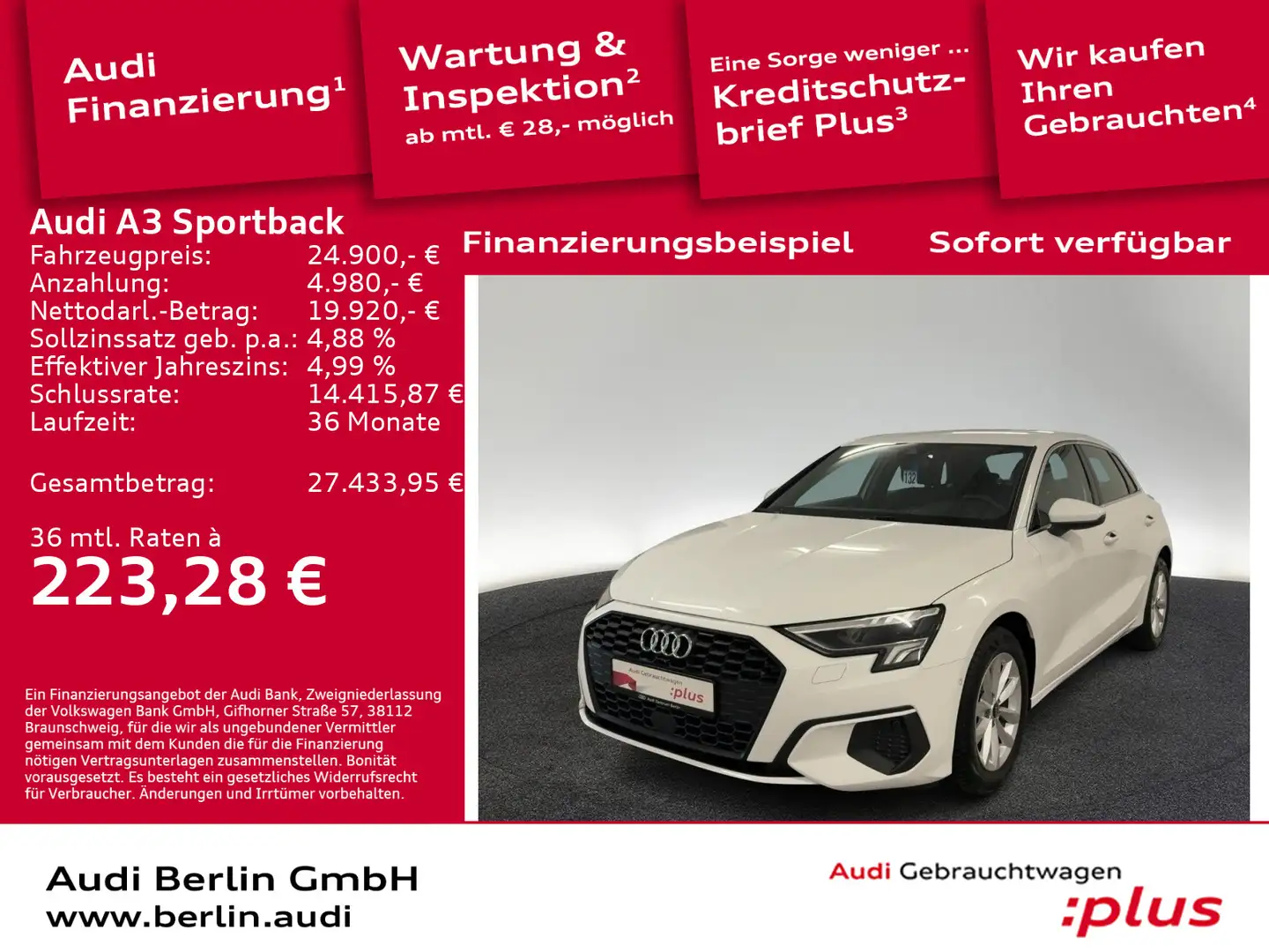 Audi A3 30 TFSI 6-G. RFK PDC LED NAVI VIRTU Weiß - 1