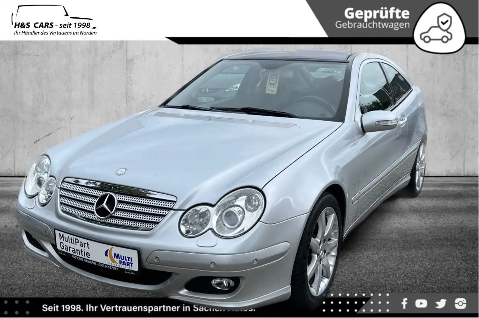 Mercedes-Benz C 200 K 1.HAND SPORT-PAKET BI-XEN NAVI PANO TÜV Argent - 2