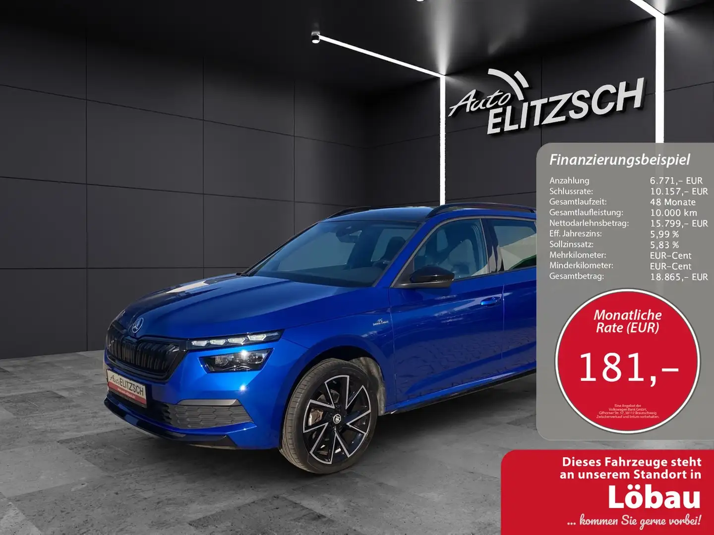 Skoda Kamiq TSI Monte Carlo LED AHK Navi AID Pano ACC SH 18... Blau - 1