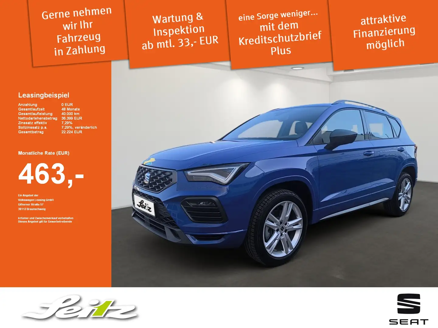 SEAT Ateca 2.0 TDI FR *BEATS*NAVI*KAMERA*SITZH* Blau - 1