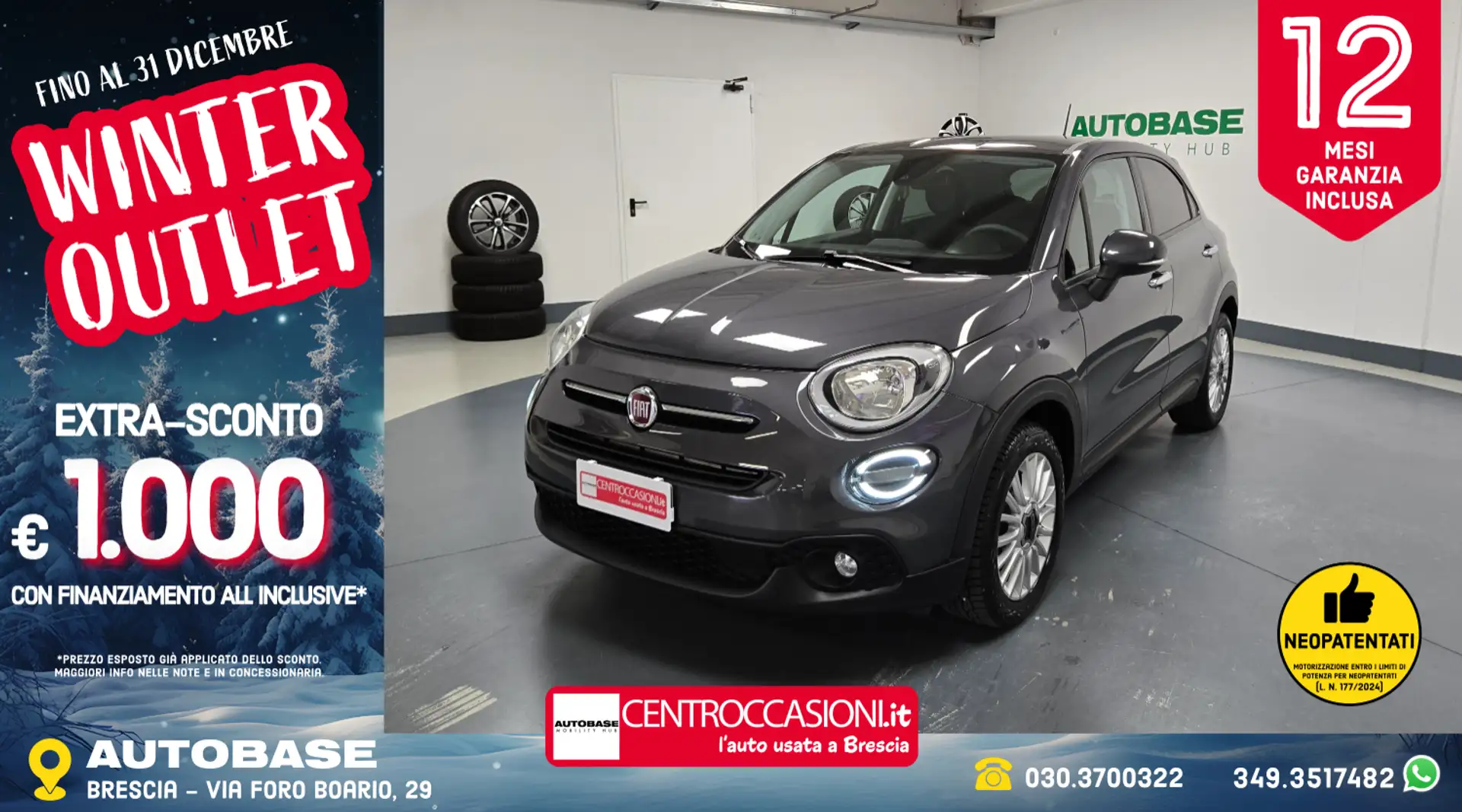 Fiat 500X 1.6 mjt Connect 130cv Gris - 1