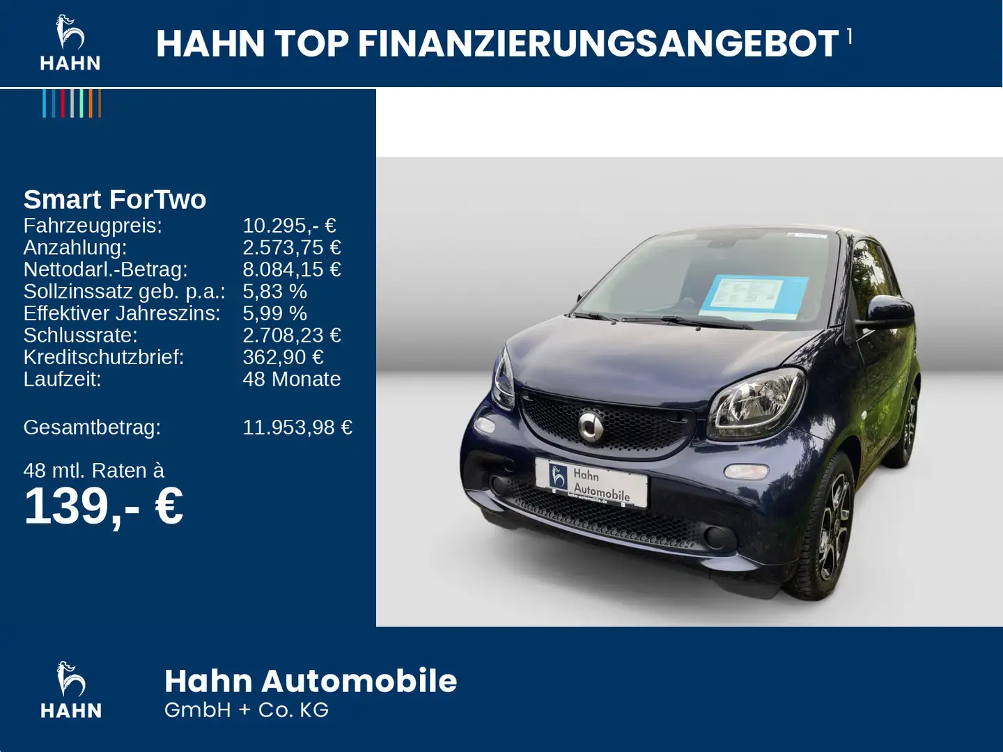 smart forTwo fortwo coupe passion 66KW DCT Pano Klima Bluetoo Blau - 2