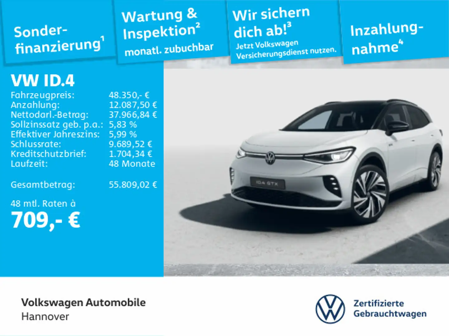 Volkswagen ID.4 GTX AHK Navi Panoramadach Keyless IQ.LIGHT Weiß - 1