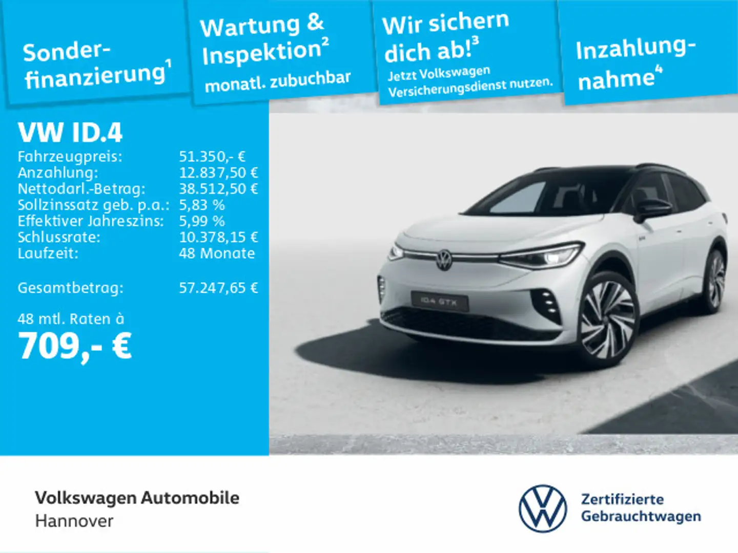 Volkswagen ID.4 GTX AHK Navi Panoramadach Keyless IQ.LIGHT Blanc - 1