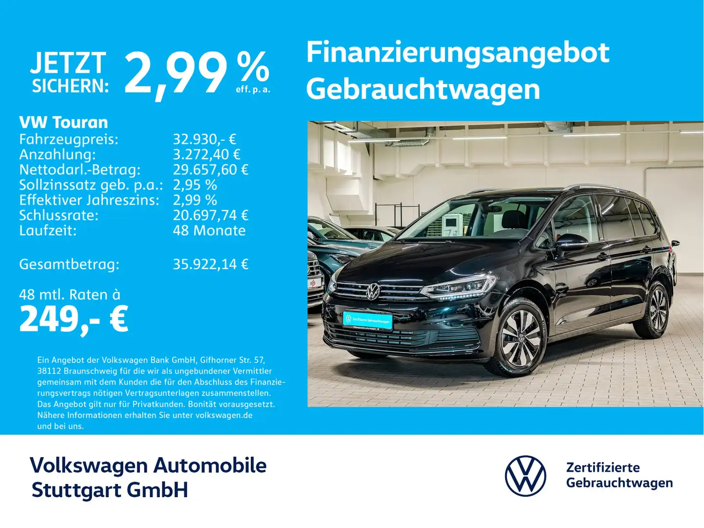 Volkswagen Touran Comfortline 2.0 TDI DSG Navi AHK Tempomat Schwarz - 1