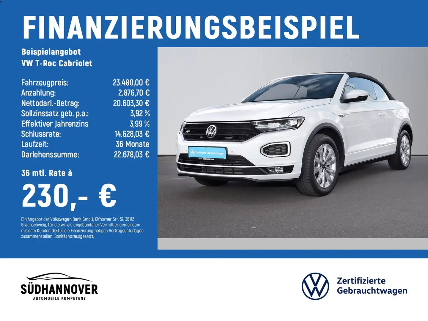 Volkswagen T-Roc Cabriolet R-Line 1.5 TSI DSG NAVI+LED+SHZ Weiß - 2