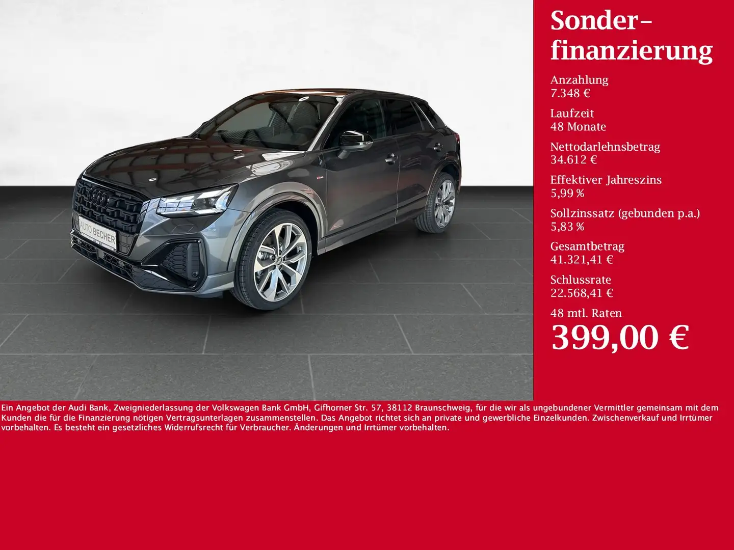 Audi Q2 S line 35 TFSI S tronic /AHK/Rückfahrk/Matrix Grau - 1