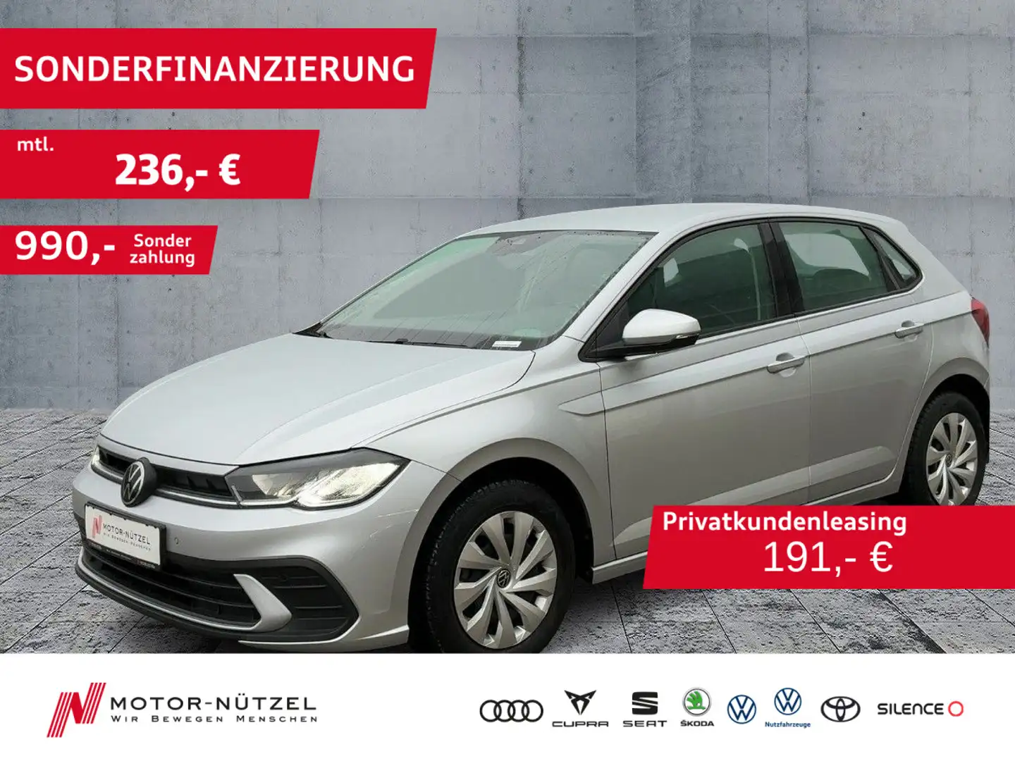 Volkswagen Polo 1.0 LIFE LED+NAVI+APP+BT+DAB+GRA+SHZ+PDC+VC Silber - 1