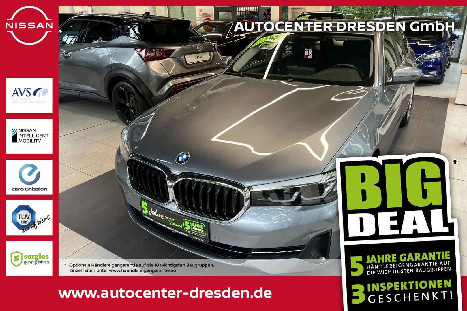 BMW 520 d Touring Navi Kamera SR&WR ACC LED PDC FLA Gris - 1