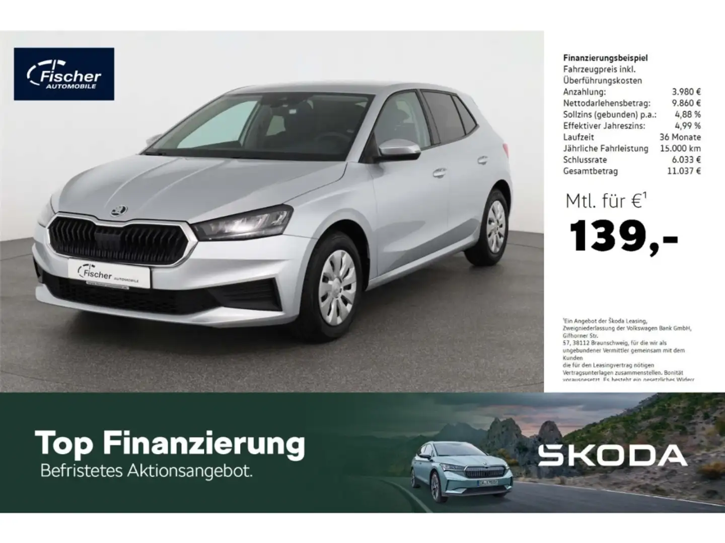 Skoda Fabia 1.0 MPI Active 5-Gg. LED/SmartLink/PDC/DAB Silber - 1