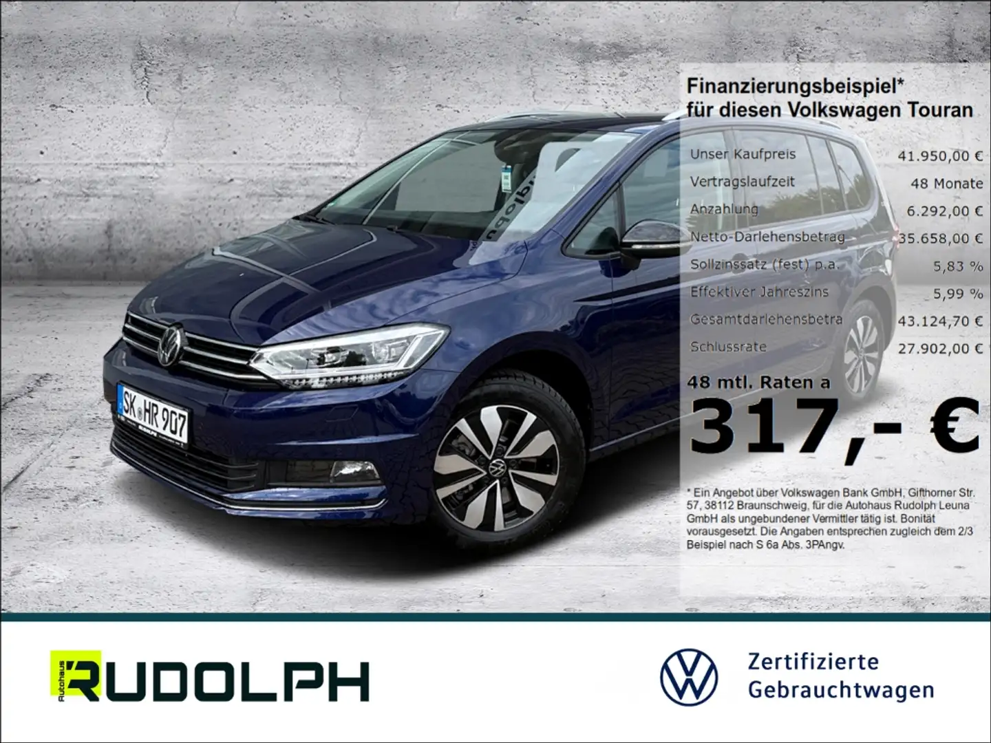 Volkswagen Touran Comfortline 1.5 TSI DSG LED BT SHZ Klima StandHZG Blau - 1