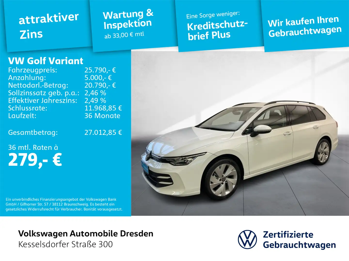 Volkswagen Golf Variant Golf VIII Variant 1.5 TSI Life LED AHZV Sitzhzg. Weiß - 1