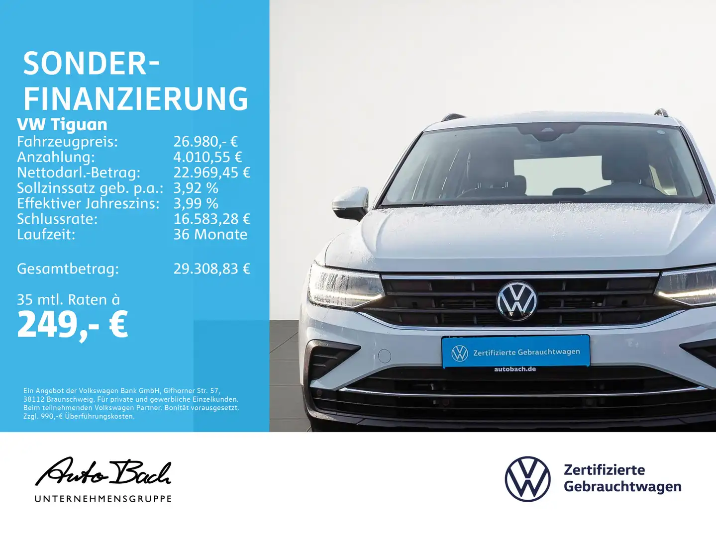 Volkswagen Tiguan 2.0 TDI Life DSG Navi LED ACC EPH AHK Weiß - 2