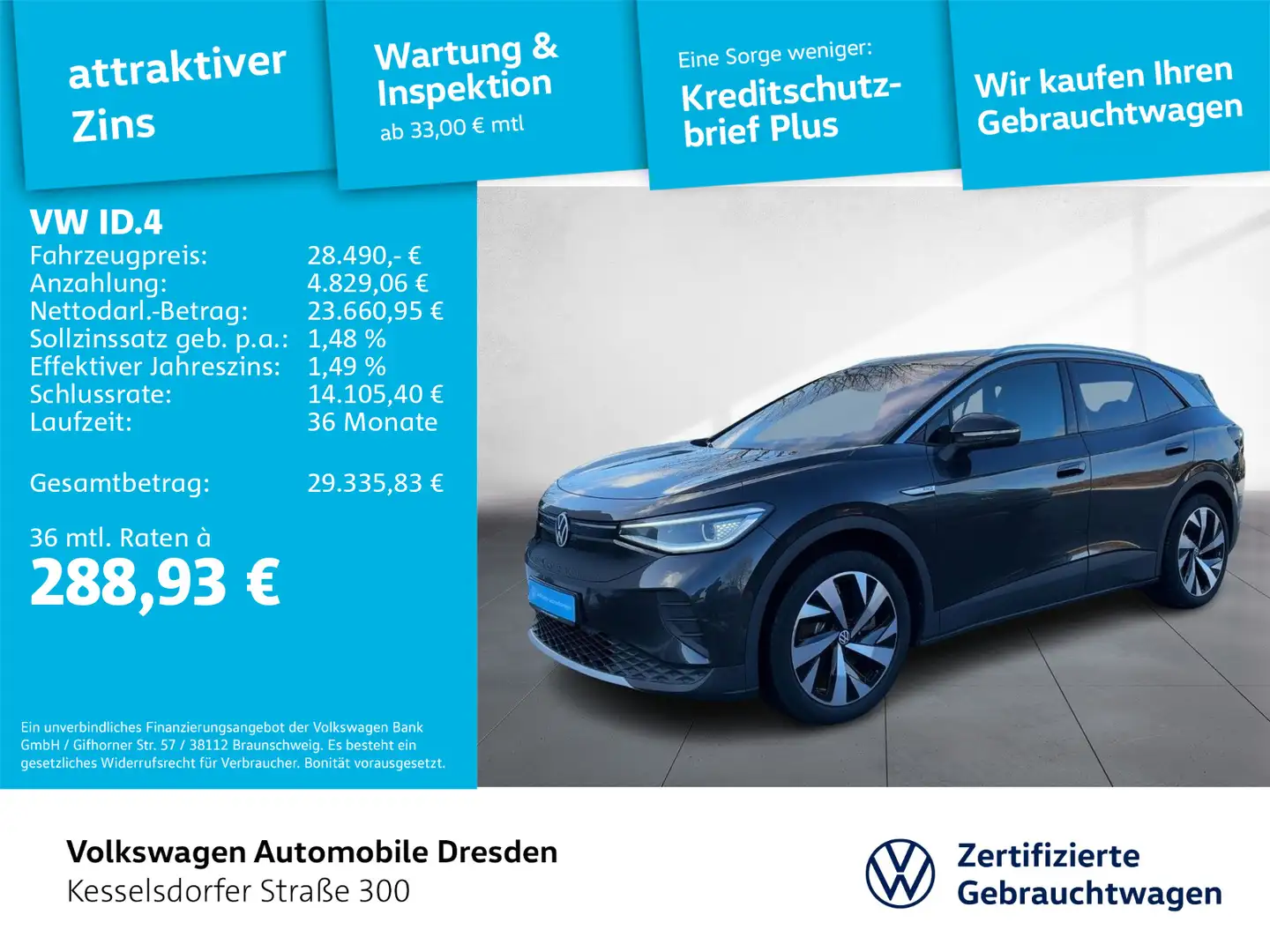 Volkswagen ID.4 Tech  ACC Kamera Pano Navi LED Grau - 1
