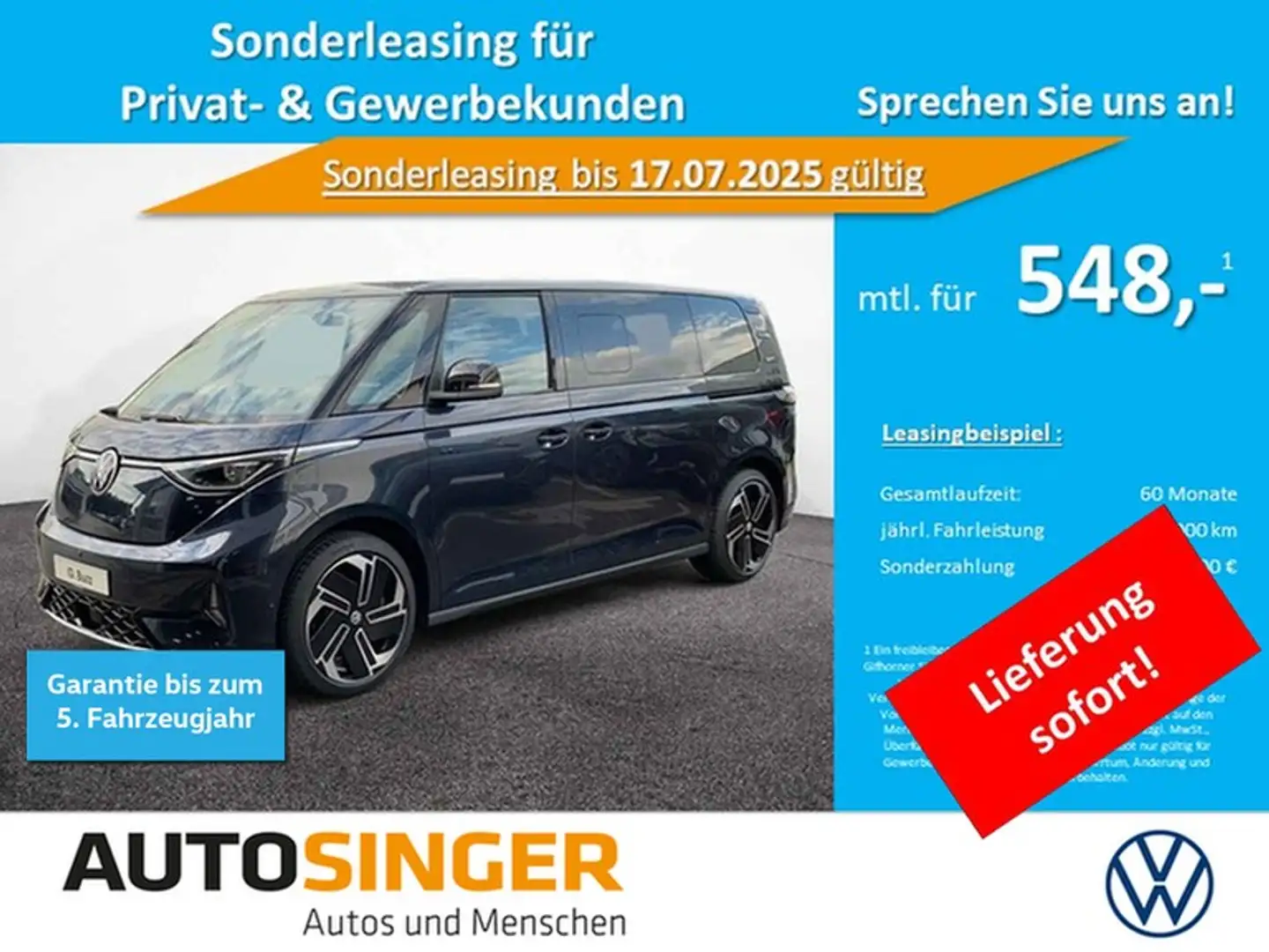 Volkswagen ID. Buzz GTX LANG LR 7-S*ELEK.TÜR*WÄRME*360*H-UP Albastru - 1