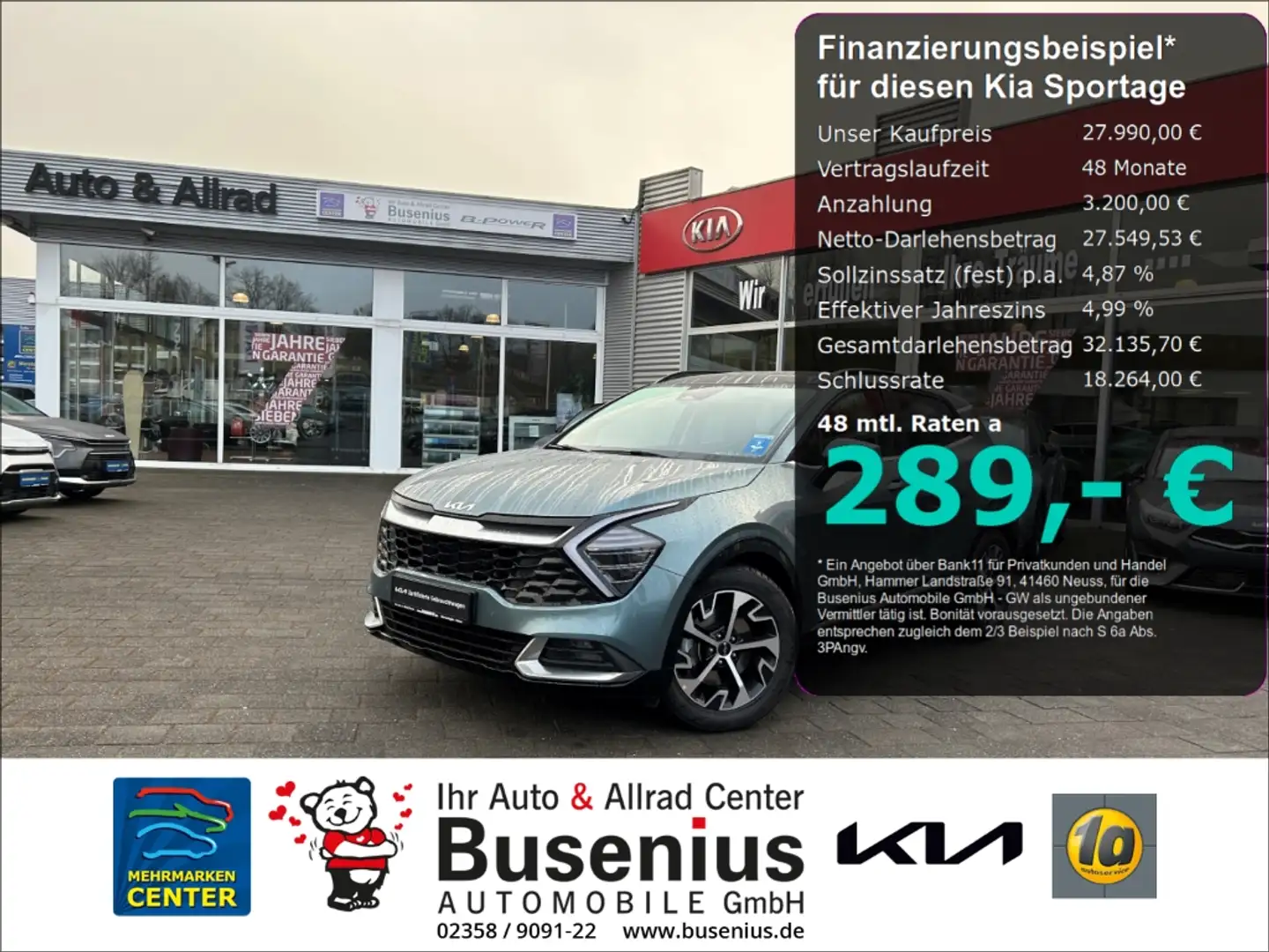 Kia Sportage 1.6 CRDi 2WD Spirit+AHK+Pano+Leder+Navi+LED Grijs - 1