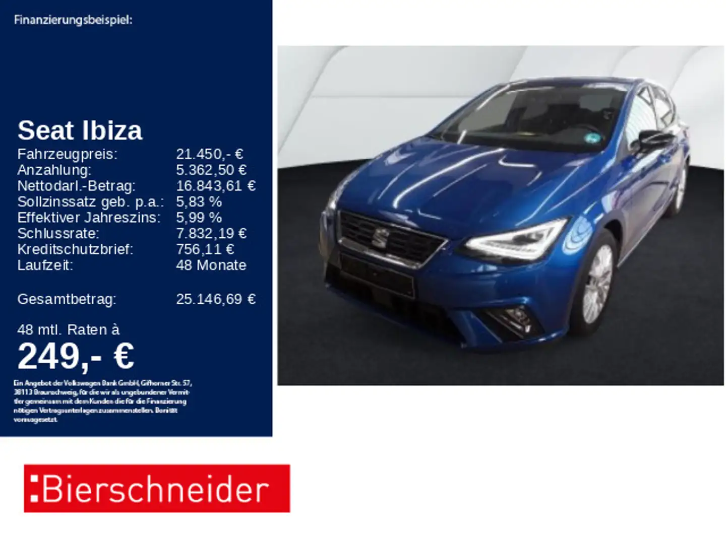 SEAT Ibiza 1.0 TSI DSG FR LED SHZ GANZJAHR CAM Blau - 1