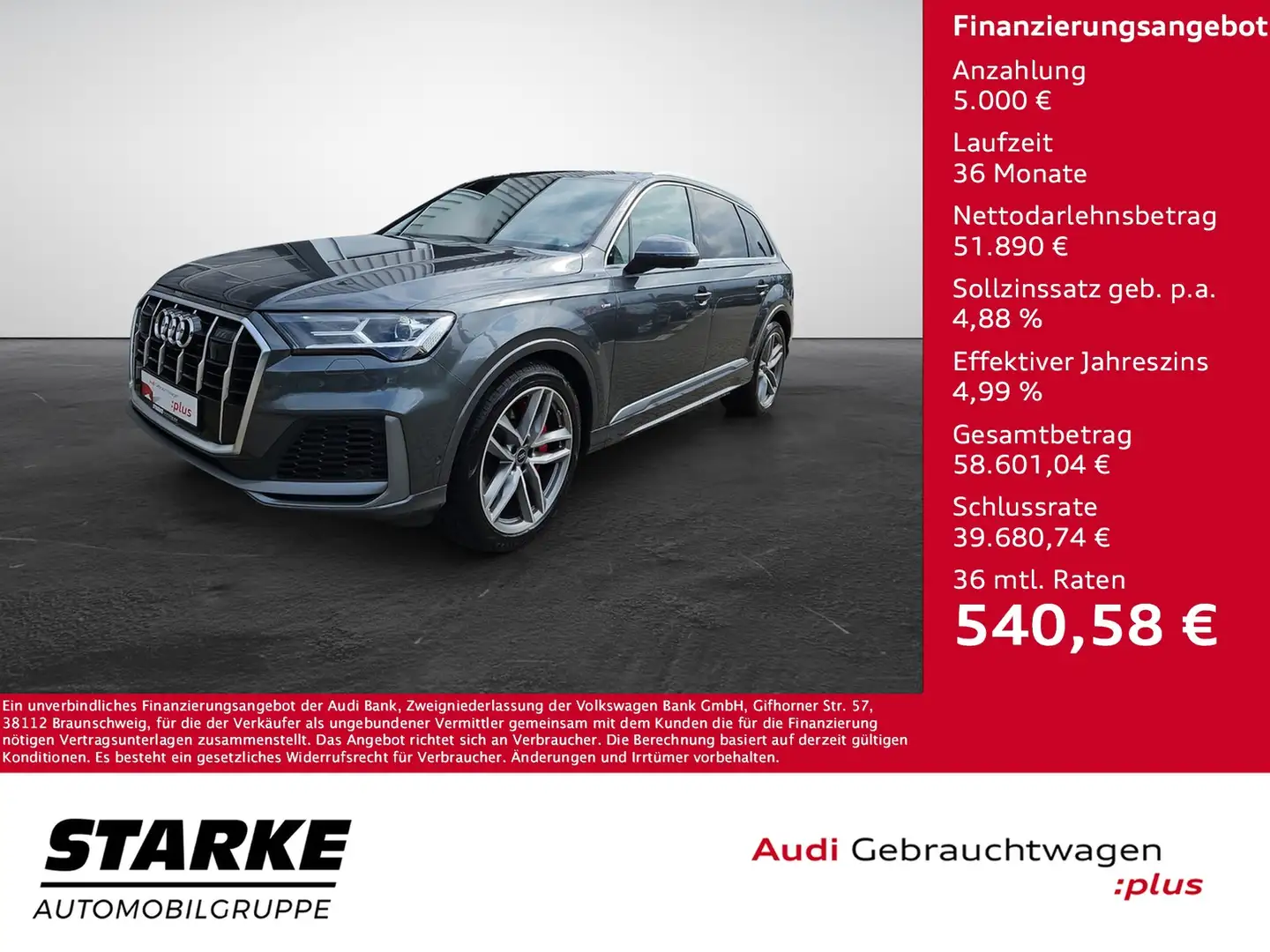 Audi Q7 55 TFSI e tiptronic quattro S line NaviPlus LED... Grau - 1