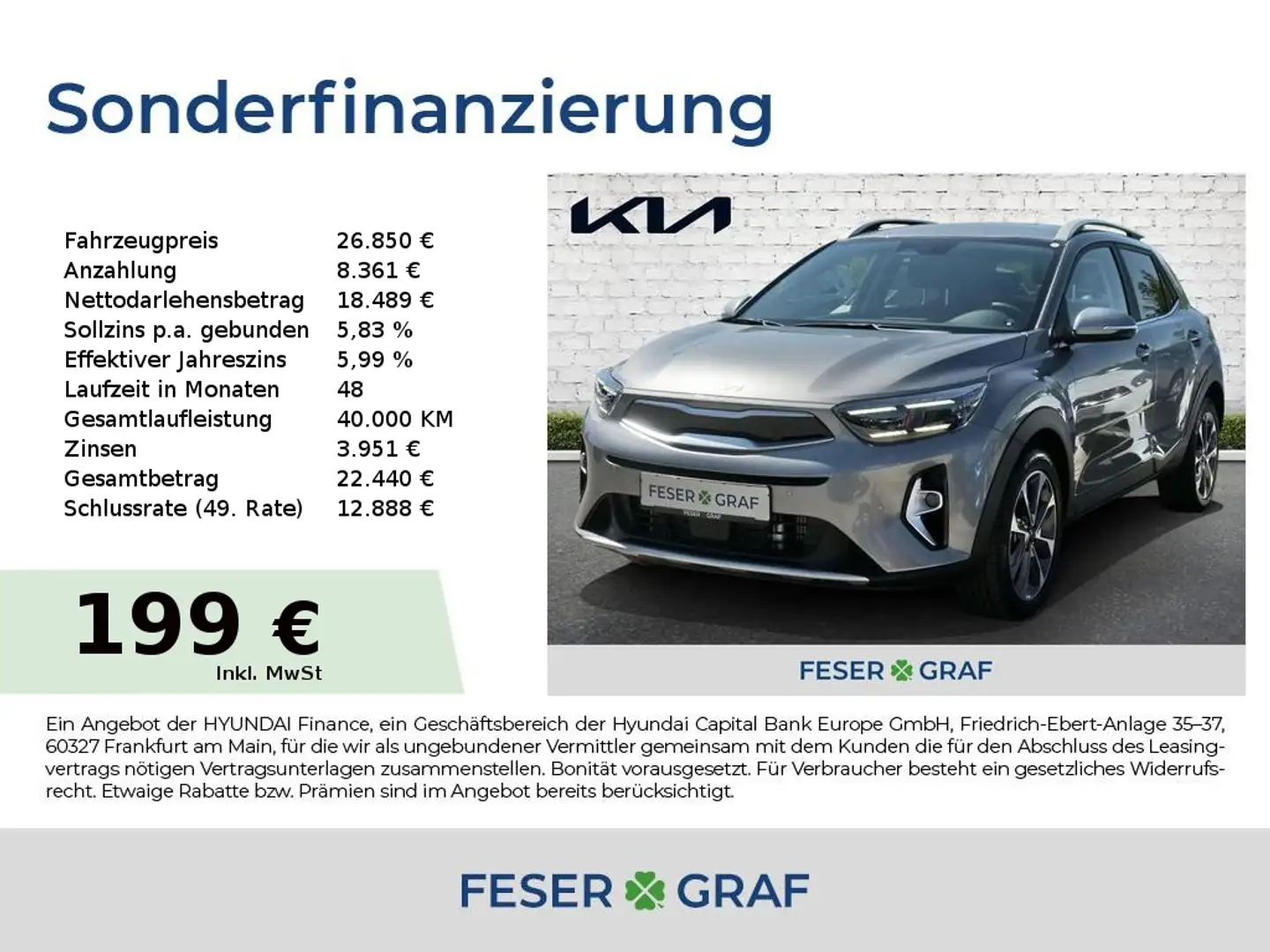 Kia Stonic 1.0T 100 48V DCT SPIRIT TECHNIK Navi Grau - 1