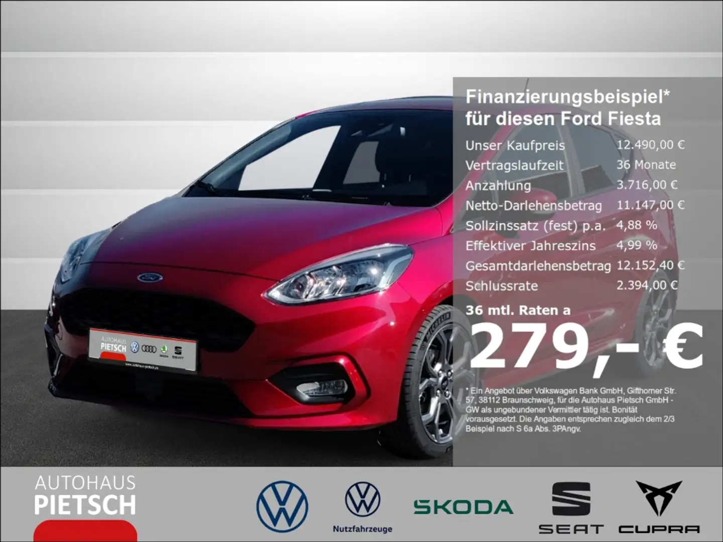 Ford Fiesta Fieasta 1.0  ST-Line Rot - 1