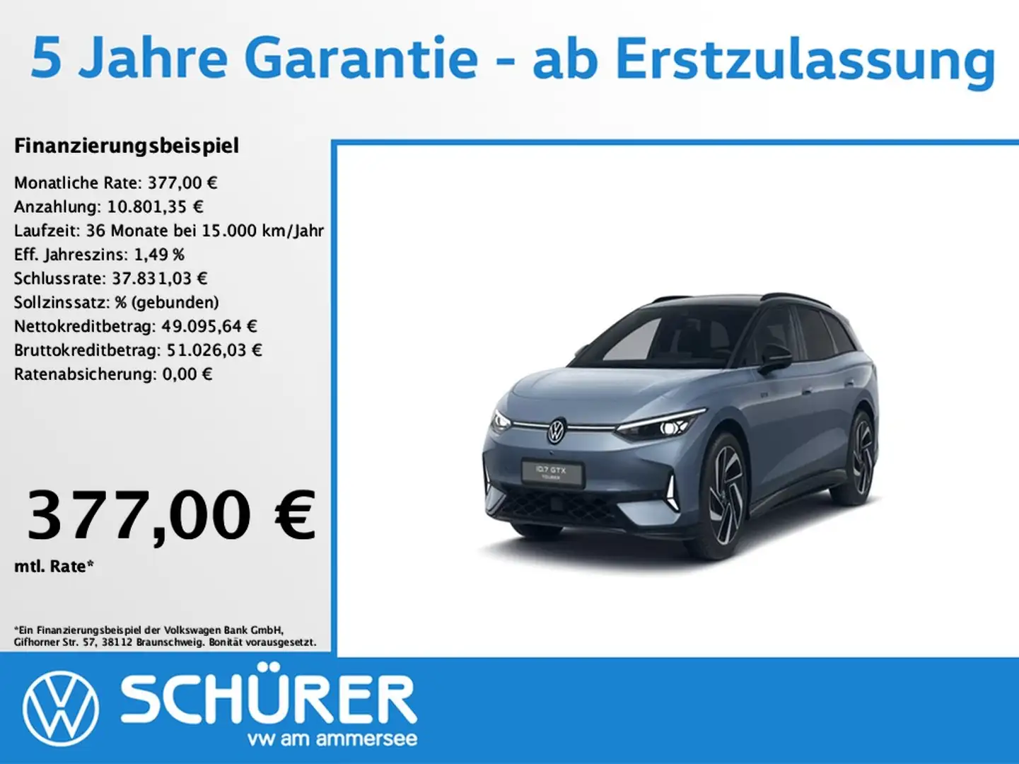 Volkswagen ID.7 Tourer GTX 4Motion AHK DCC 360° Wärmepump Blau - 1