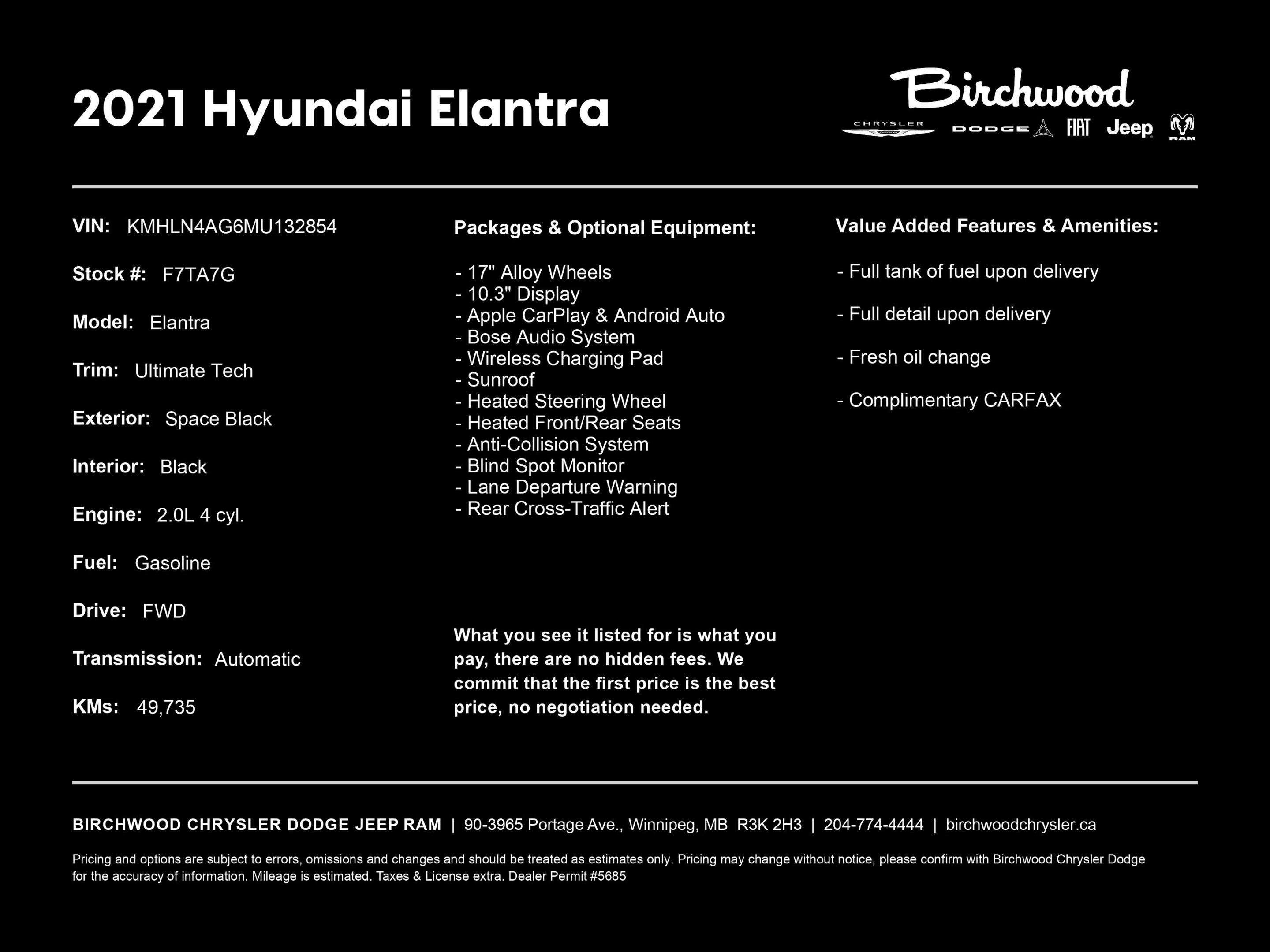 2021 Hyundai Elantra Ultimate Tech | Heated Leather | Sunroof | Local T — снимка 1
