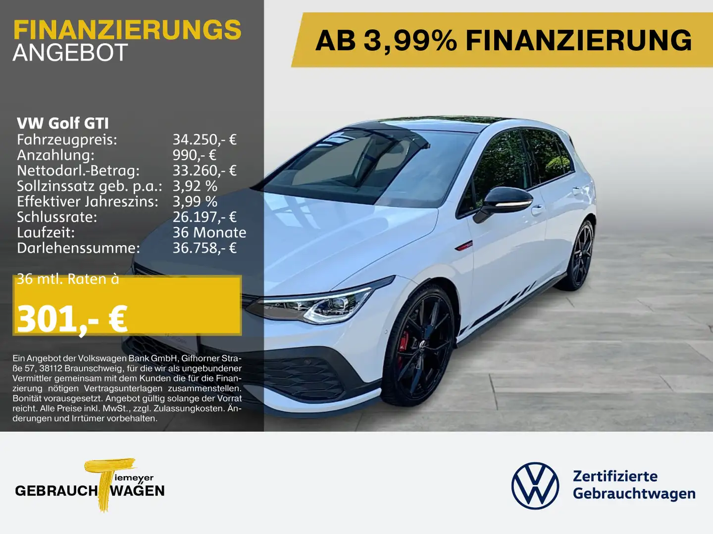 Volkswagen Golf GTI CLUBSPORT BLACKSTYLE LM19 PANO NAVI-PRO Weiß - 1
