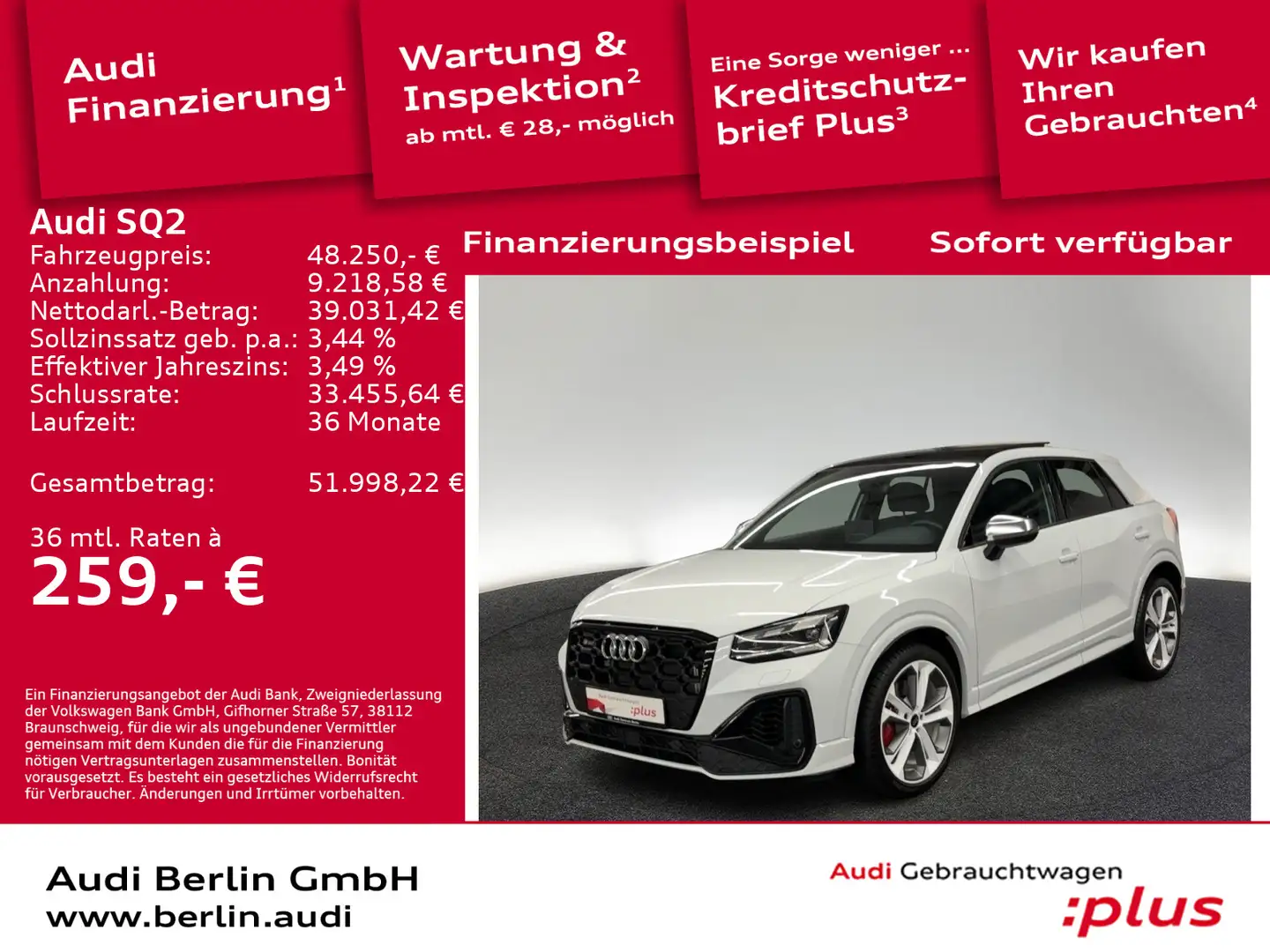 Audi SQ2 TFSI S tr. AHK RFK SONOS PANO MATRIX NAVI Weiß - 1